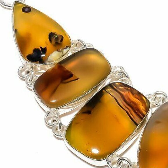 NEW - Montana Agate Stone Sterling Adjustable Necklace - Picture 4 of 6